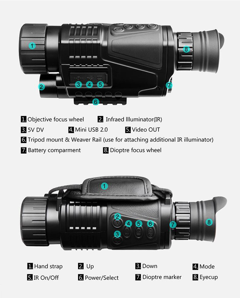 NVI-300 IR Infrared Digital Night Vision Wildlife Observe Hunting Telescope Range 200M Support Taking Photos Recording Replaying