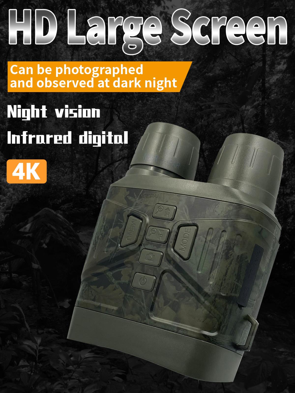 NV4000C 36MP 4K 5X Digital Zoom Night Vision Goggles 3 inch Display Infrared Optical Binocular Night-Vision Photo Video Taking 150-200M Full Dark Viewing Distance