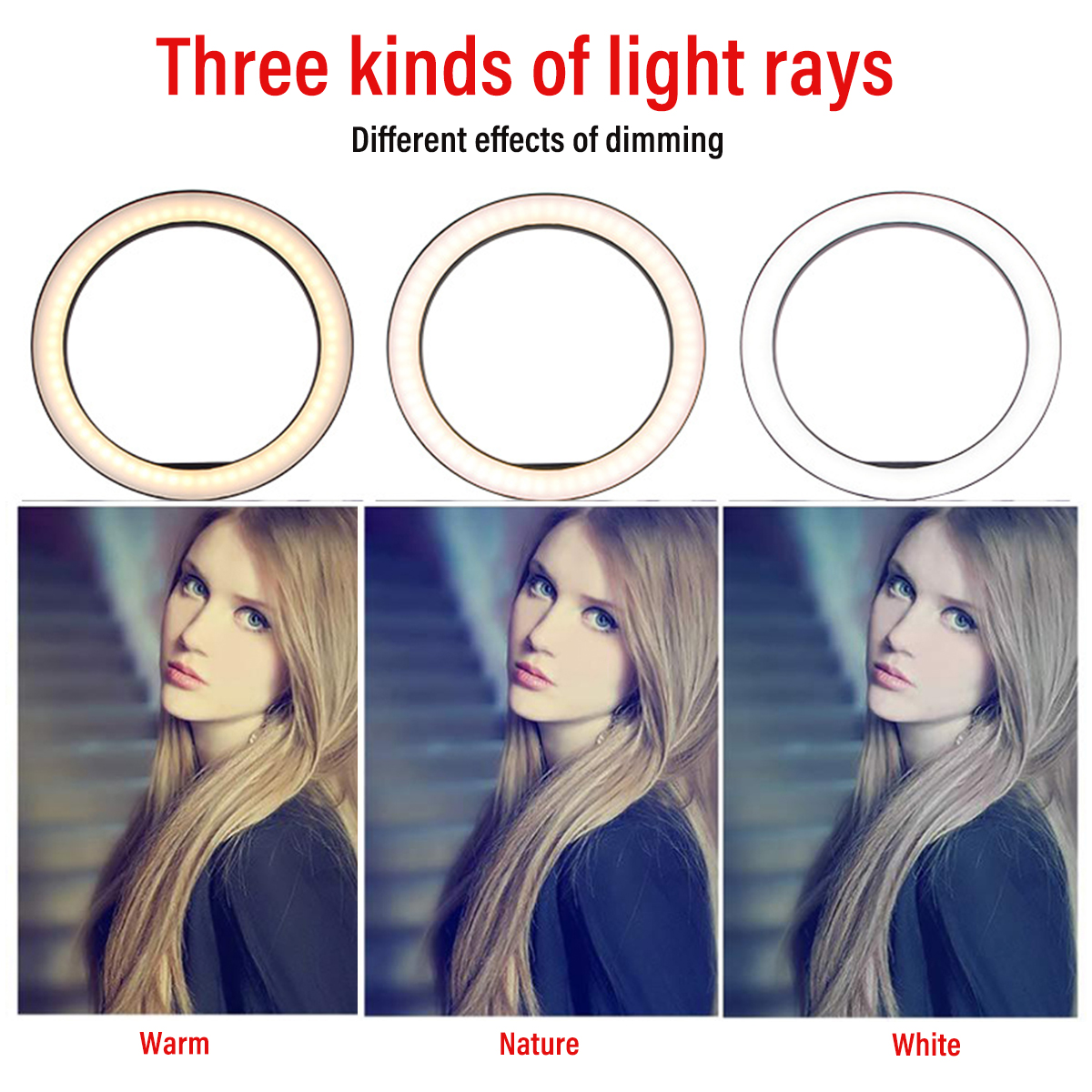 16cm LED Ring Light Dimmable LED Beauty Ring Fill Light Photography for Selfie Live Stream Broadcast with Tripod Stand for Youtube Vloging