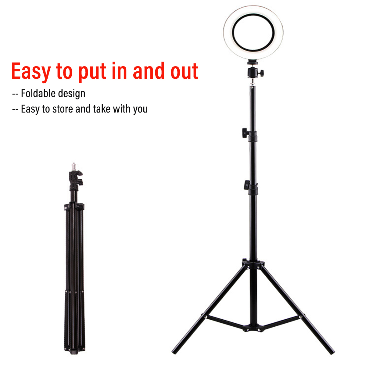 16cm LED Ring Light Dimmable LED Beauty Ring Fill Light Photography for Selfie Live Stream Broadcast with Tripod Stand for Youtube Vloging