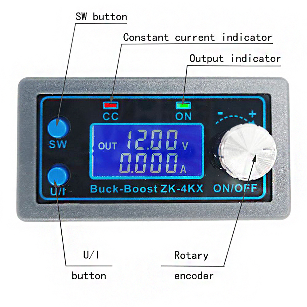 ZK-4KX CNC DC DC Buck Boost Converter CC CV 0.5-30V 4A Power Module Adjustable Regulated Power Supply for Solar Battery Charging