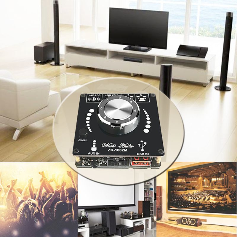 ZK-1002M 100W+100W Bluetooth 5.0 Power Audio Amplifier board Stereo AMP Amplificador Home Theater AUX USB 100W*2