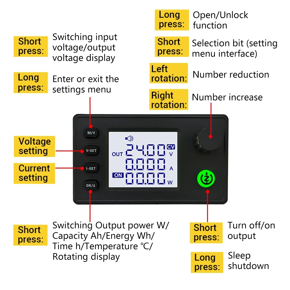 SK40/SK90 Buck-boost Converter CC CV Step Down Module LCD Adjustable Regulated Stabilized Voltage Power Supply