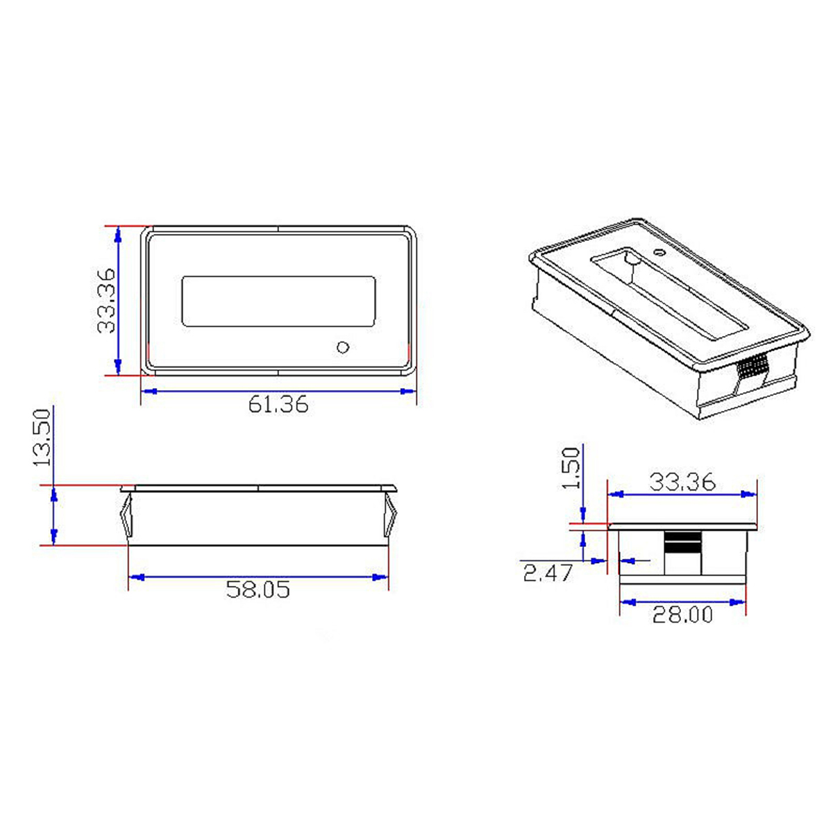 12V/24V/36V/48V 8-70V LCD Acid Lead 3.7V Lithium Battery Capacity Indicator Digital Voltmeter