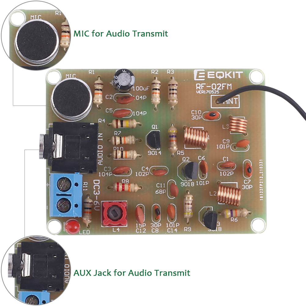 88-108MHz DIY Kit FM Radio Transmitter and Receiver Module Frequency Modulation Stereo Receiving PCB Circuit Board