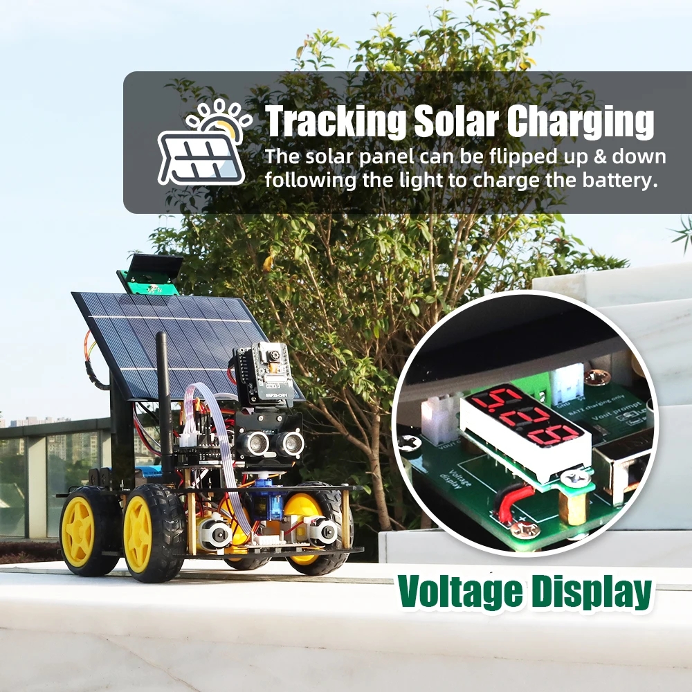 Solar ESP32-32 Camera Programming Education Robot Car IoT Ultrasonic Intelligent Programming Robot